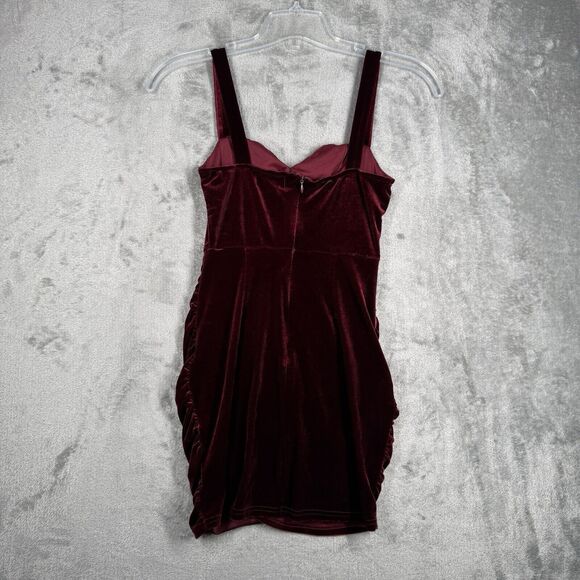 Cider Dress Womens Small Red Velvet Corset Cami Mini Ruched Clubwear Date Night - Picture 3 of 10